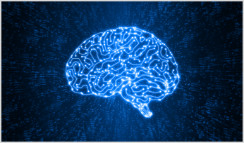 a blue image of the human brain