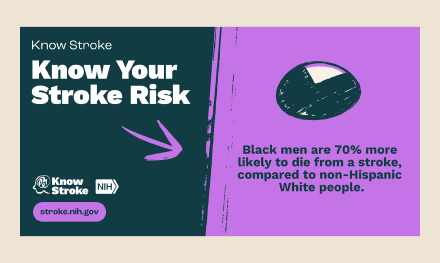 Know Your Stroke Risk infographic encourages black and African American men to understand their elevated risks for stroke and stroke-related disabilities.