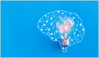 A human brain with a lightbulb inside