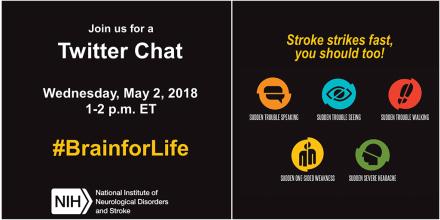 Twitter Chat: Stroke strikes fast, you should too! #BrainforLife poster for twitter