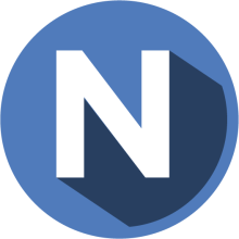A capital N (white) enclosed in a blue circle.